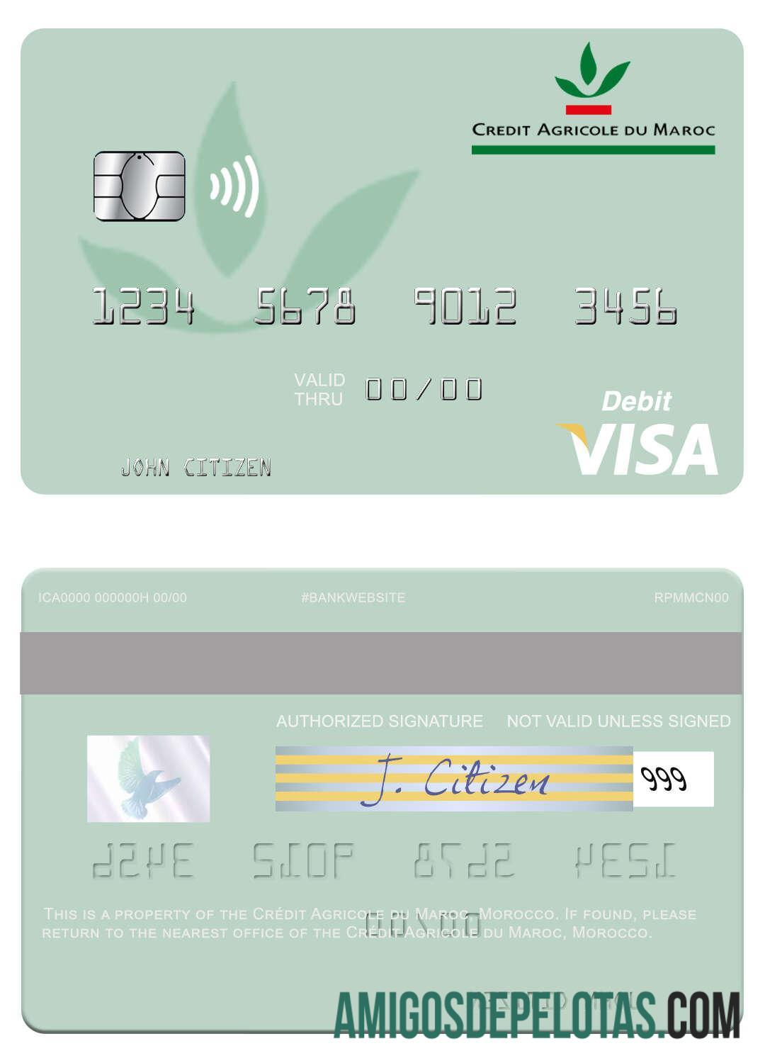 Morocco Crédit Agricole Du Maroc Visa Debit Card real example